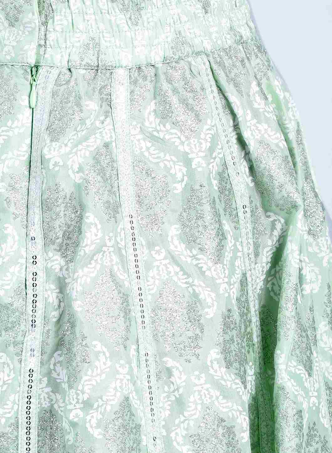 Green Glitter Print Skirt