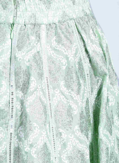 Green Glitter Print Skirt