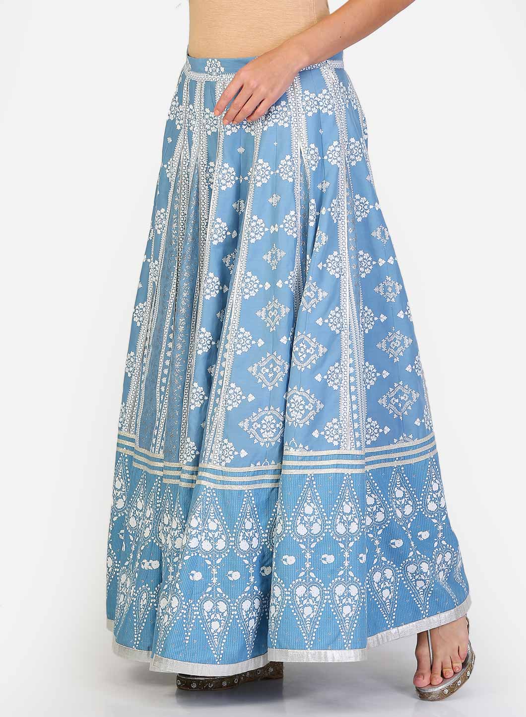 Blue Panelled Skirt