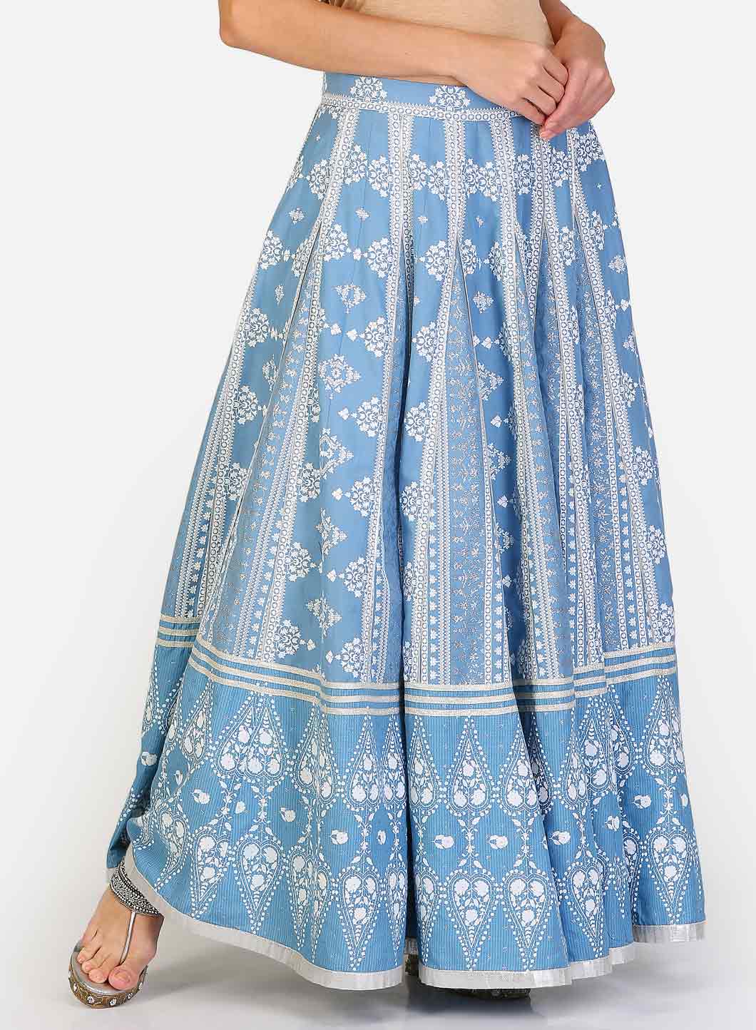 Blue Panelled Skirt