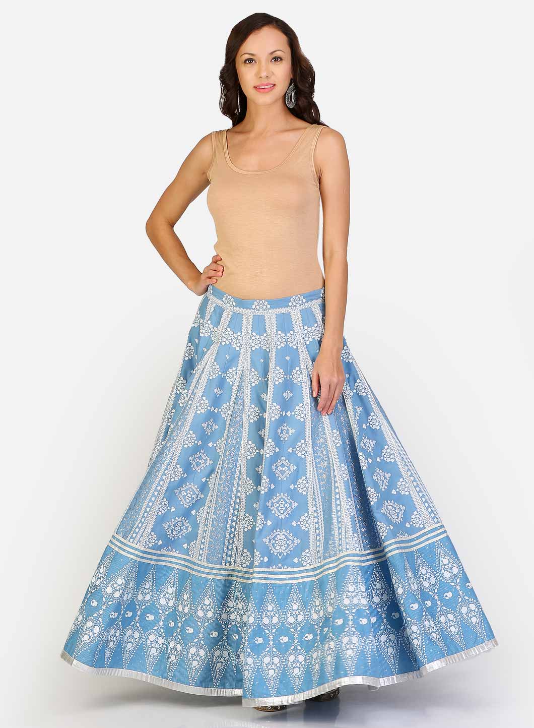 Blue Panelled Skirt