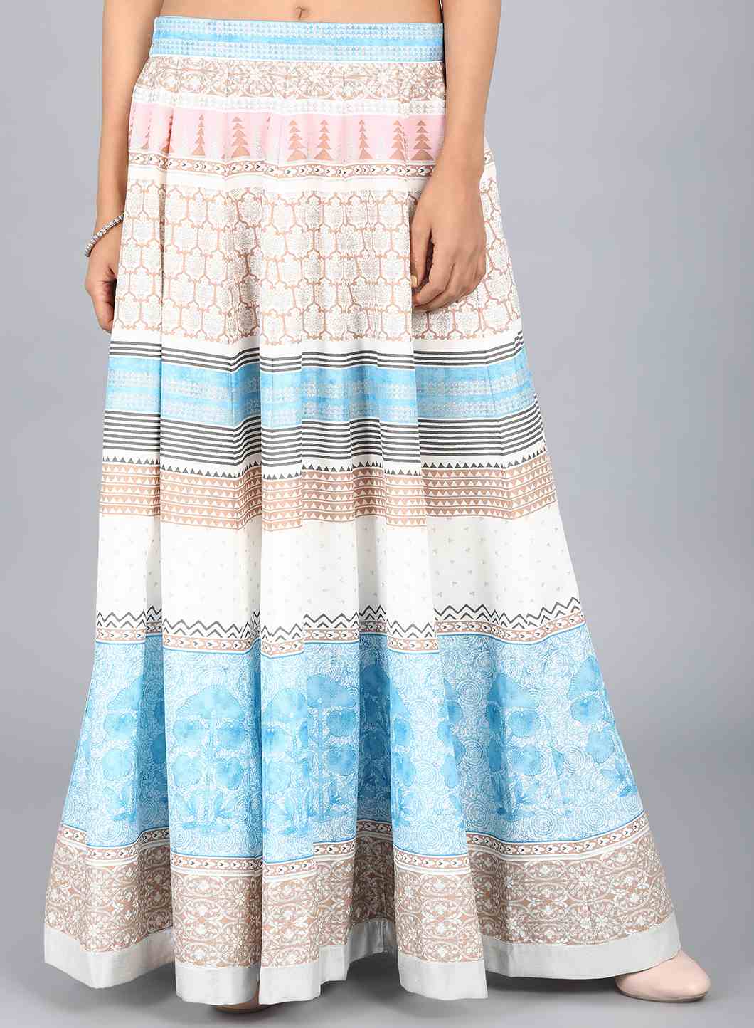 White Glitter Print Skirt