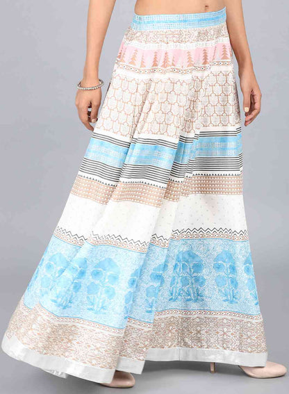 White Glitter Print Skirt