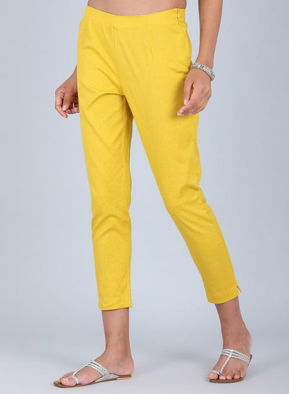 Yellow Solid Pants - wforwoman