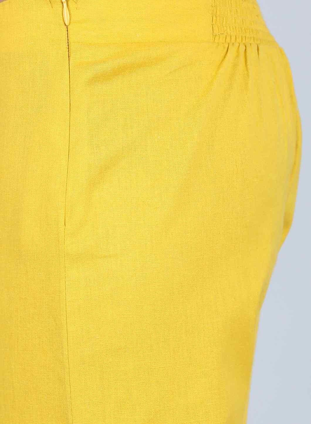 Yellow Solid Pants - wforwoman