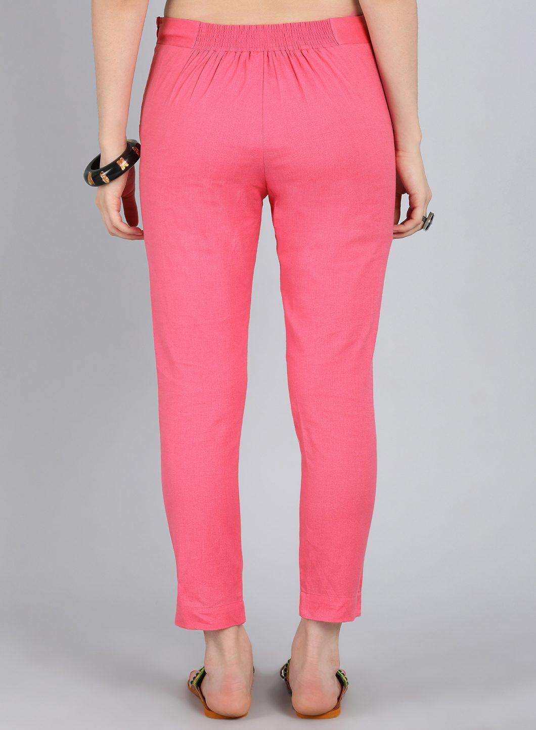 Pink Fitted Trousers - wforwoman