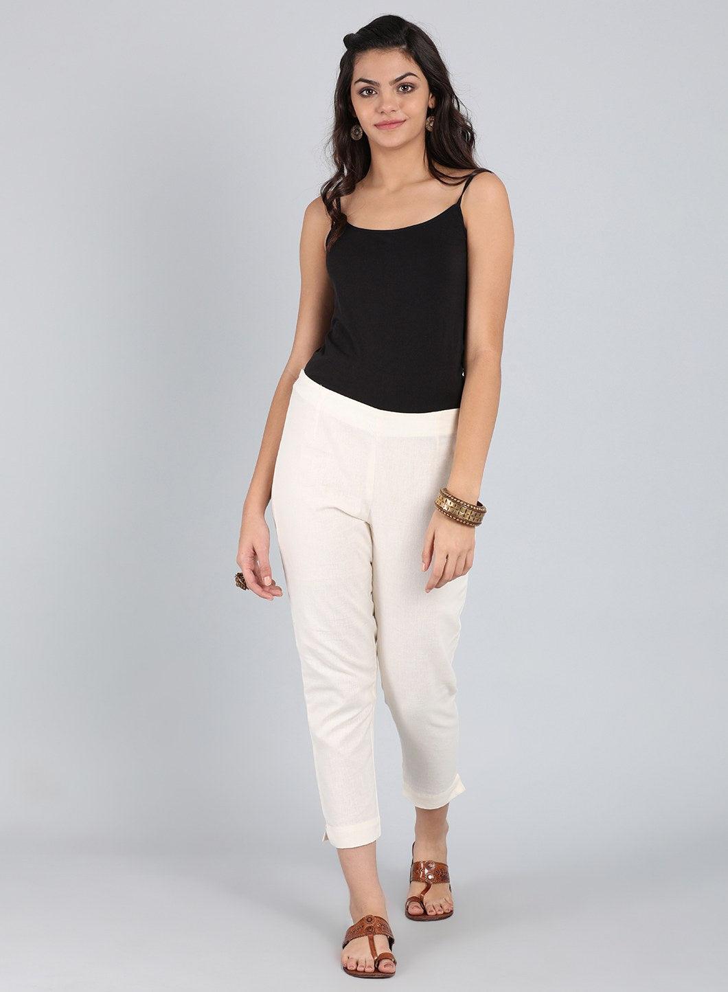 Beige Fitted Trousers - wforwoman