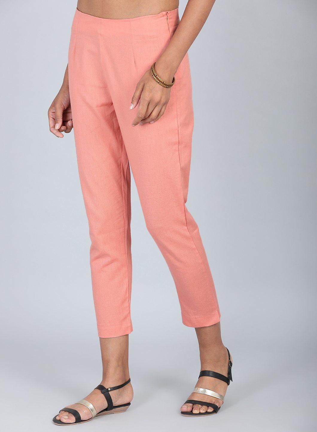 Peach Ankle Length Trousers - wforwoman