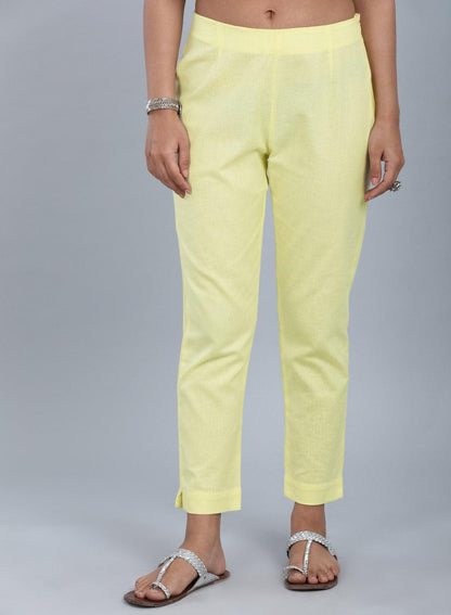 Yellow Ankle Length Trousers - wforwoman