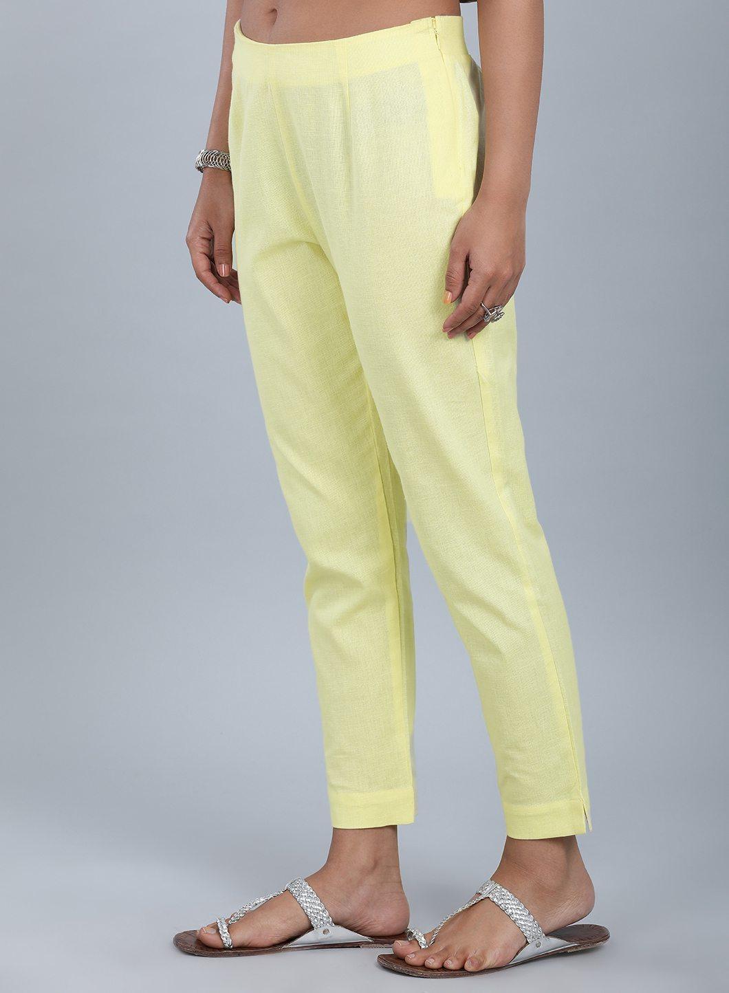 Yellow Ankle Length Trousers - wforwoman