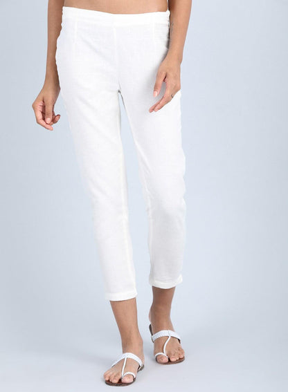 White Ankle Length Trousers - wforwoman