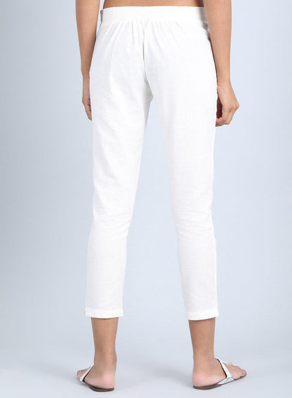 White Ankle Length Trousers - wforwoman