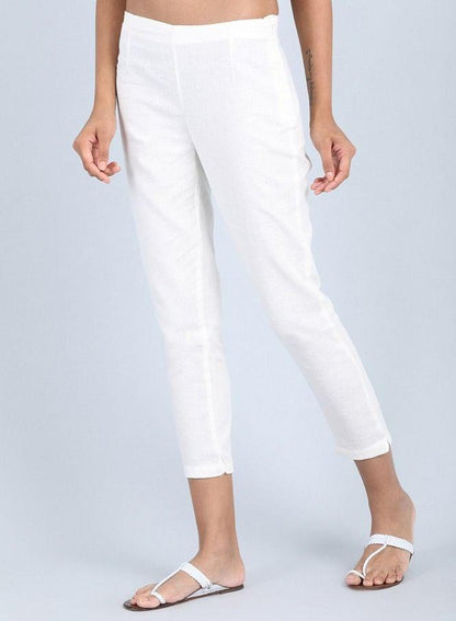 White Ankle Length Trousers - wforwoman