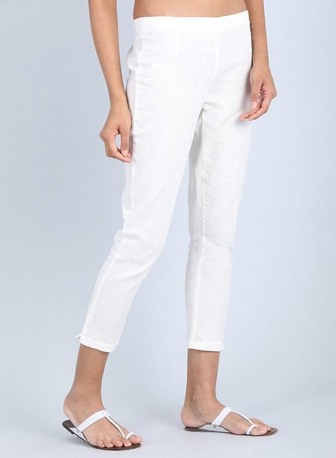 White Ankle Length Trousers - wforwoman