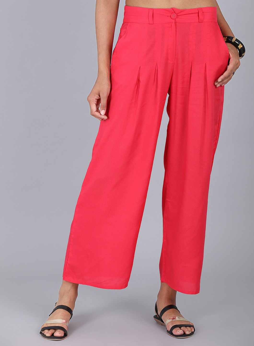 Pink Tailored Volume Pants