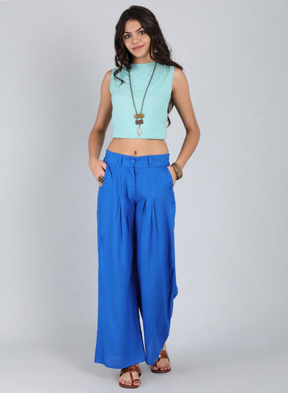 Blue Pleated Pants