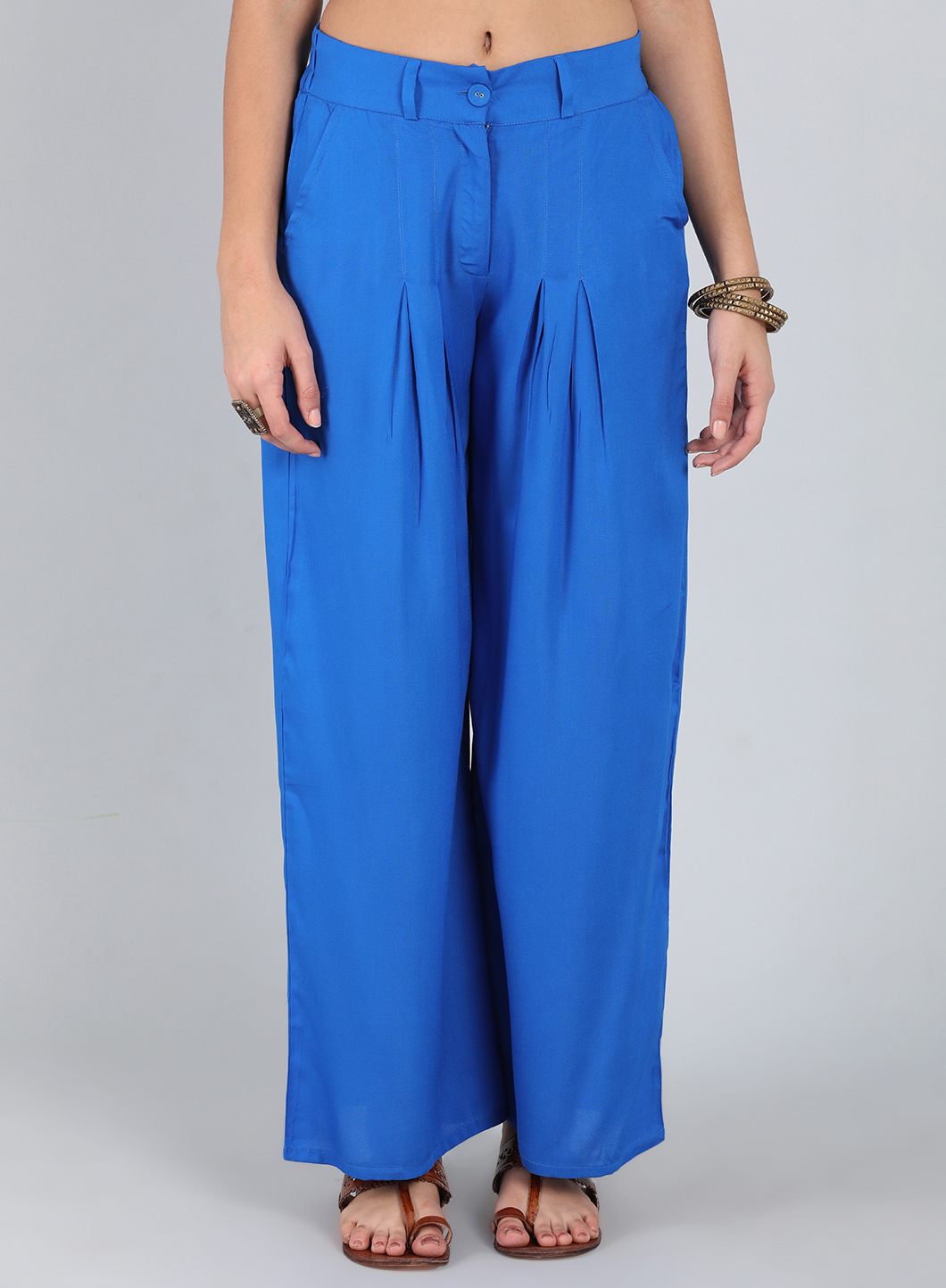 Blue Pleated Pants