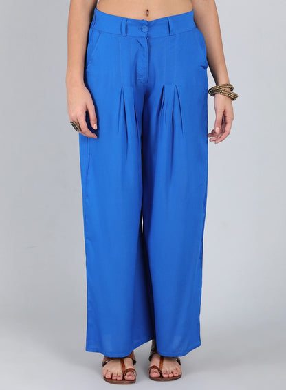 Blue Pleated Pants