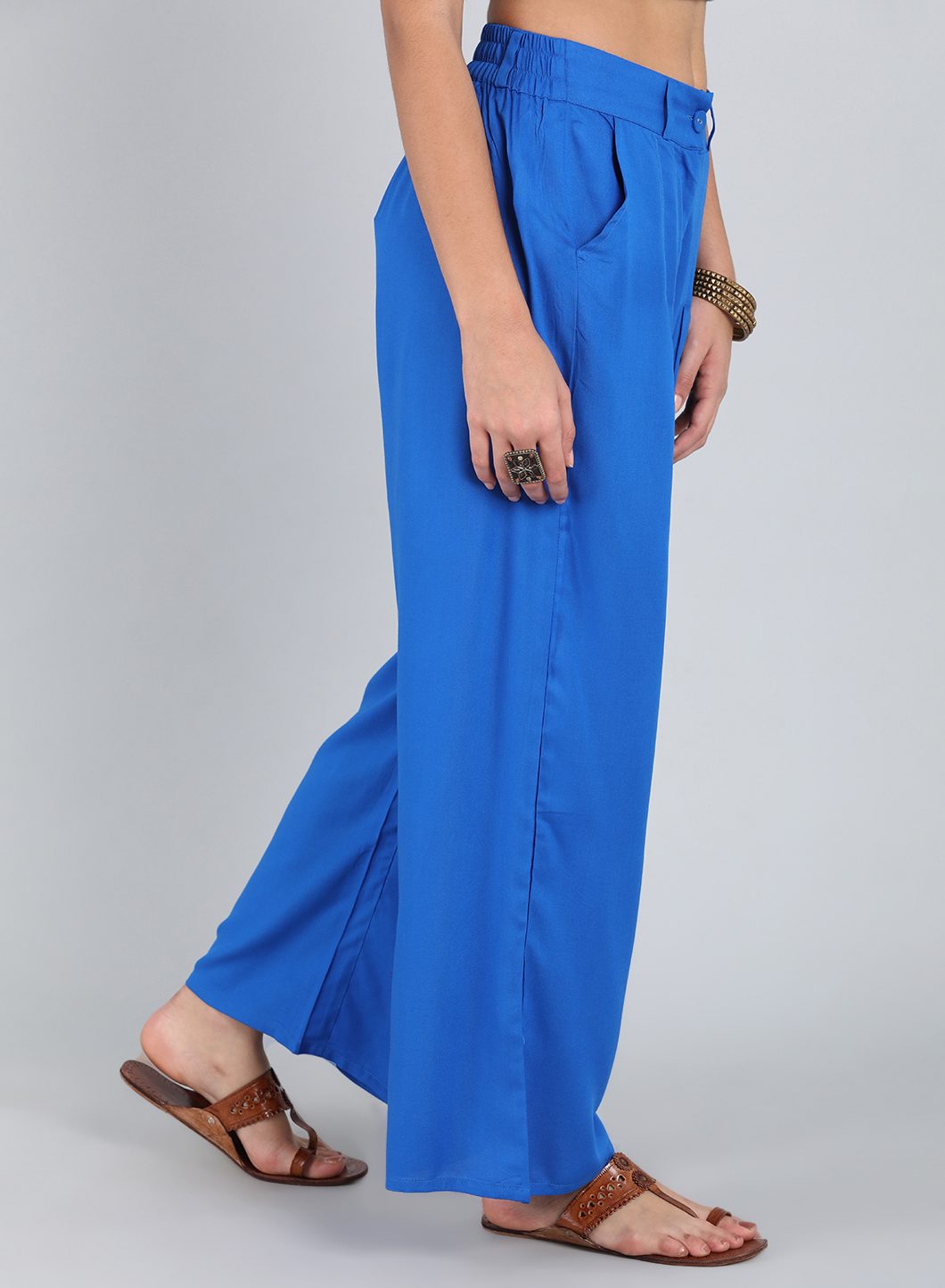 Blue Pleated Pants