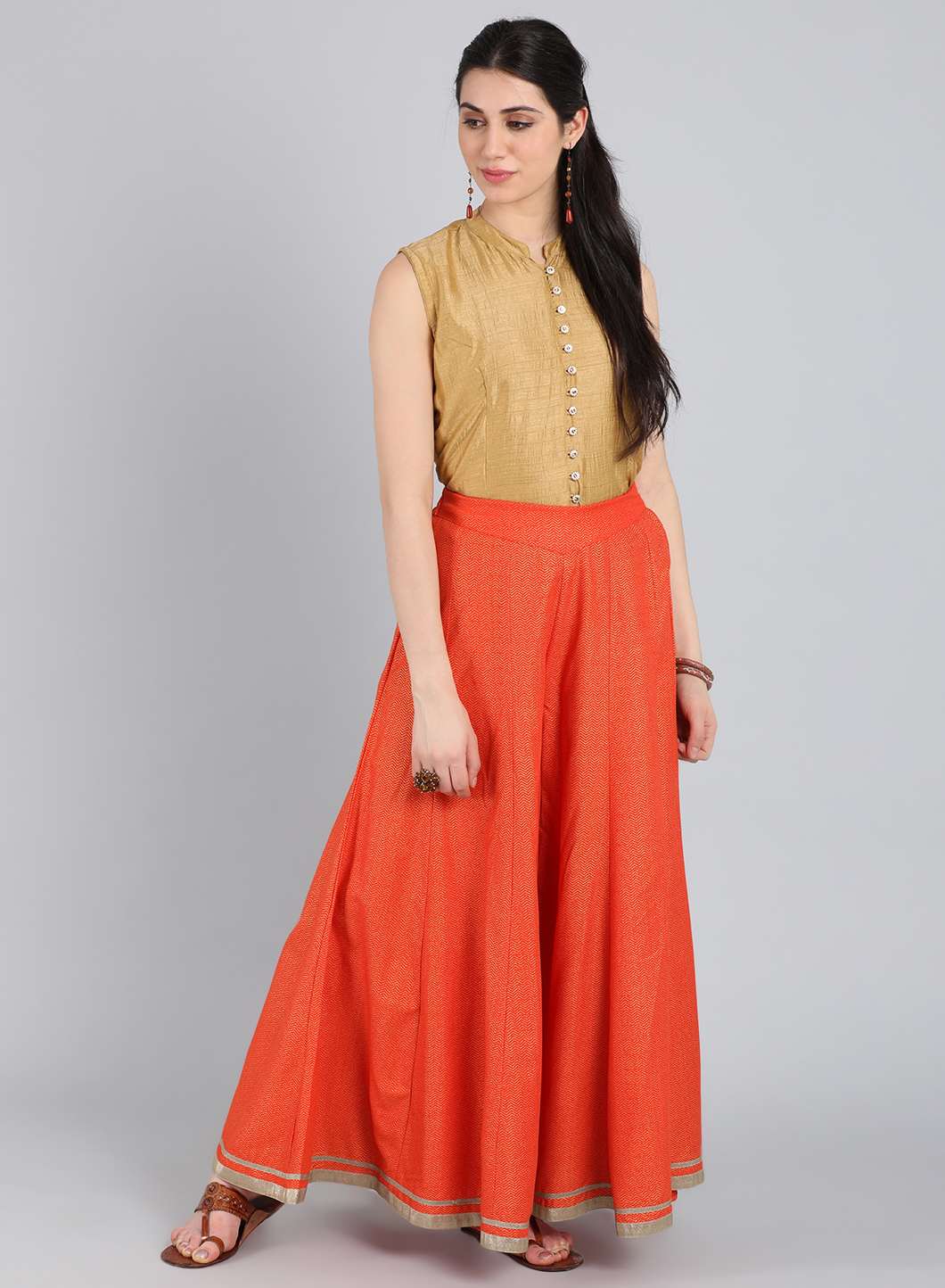 Orange Printed Culottes