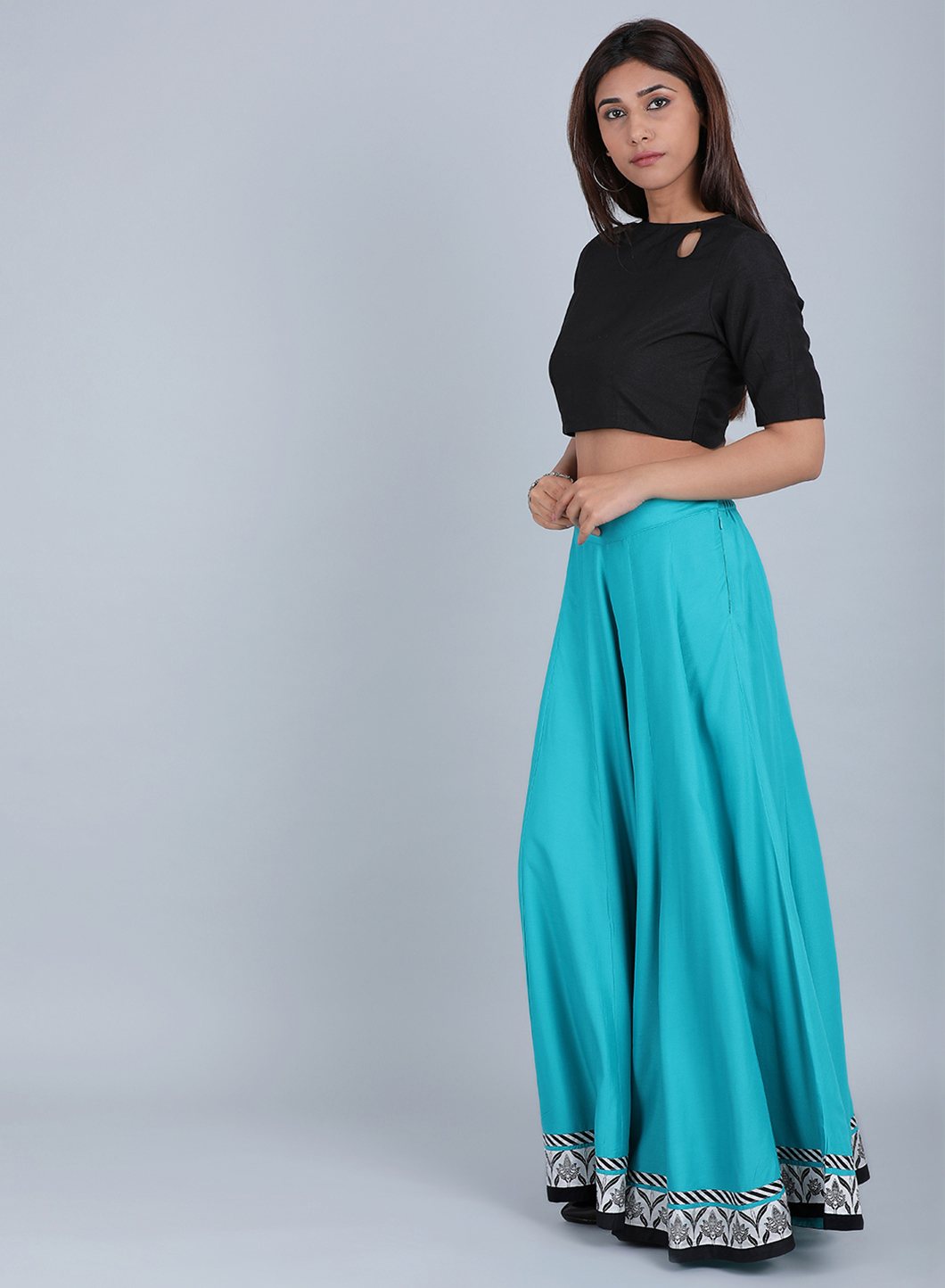 Blue Solid Culottes