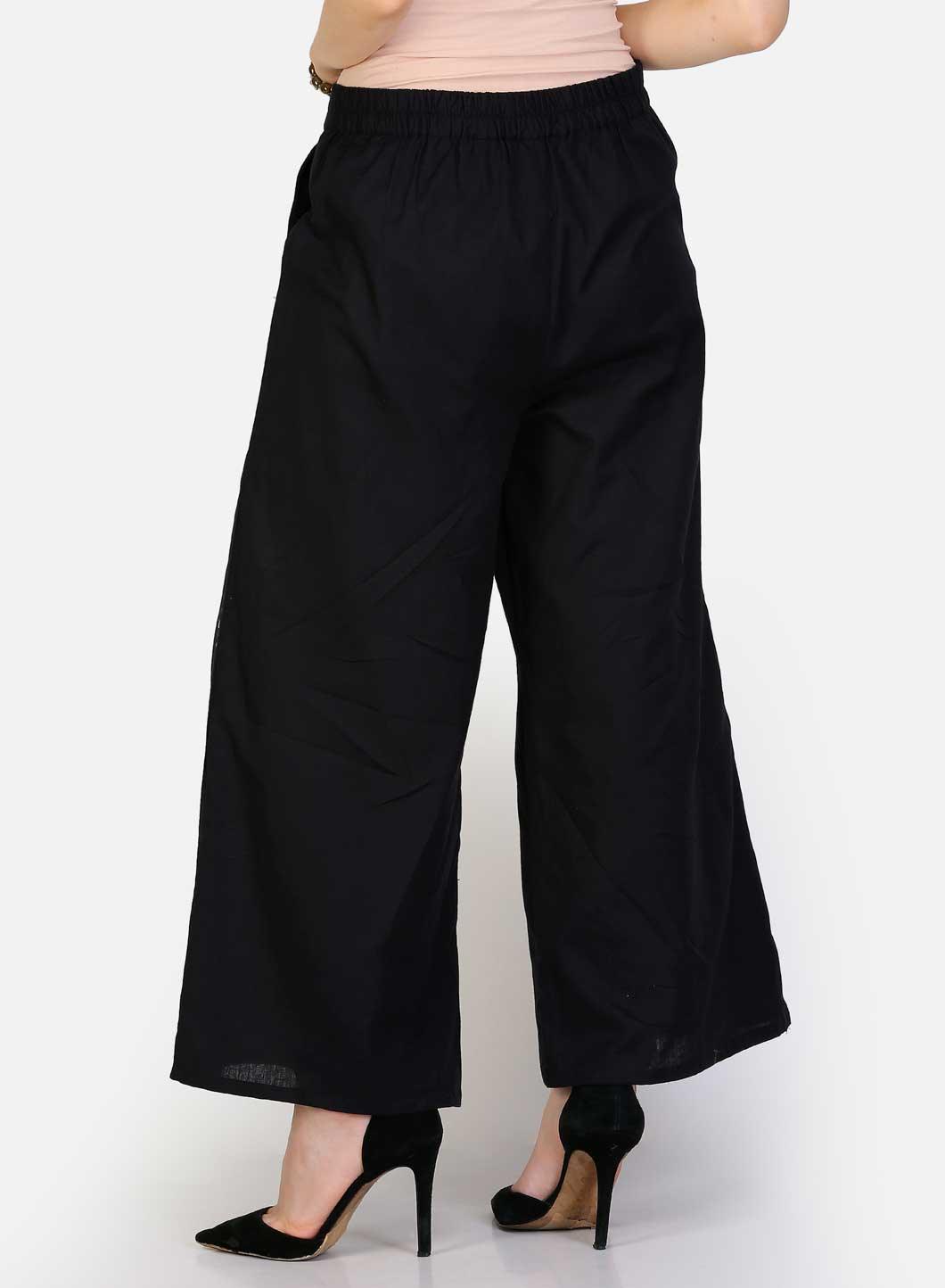 Black Solid Pants - wforwoman