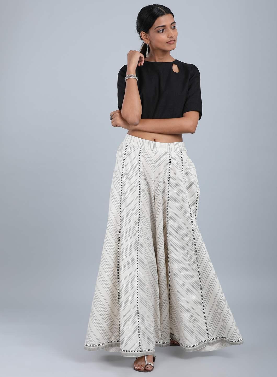 Off-White Striped Culottes - wforwoman