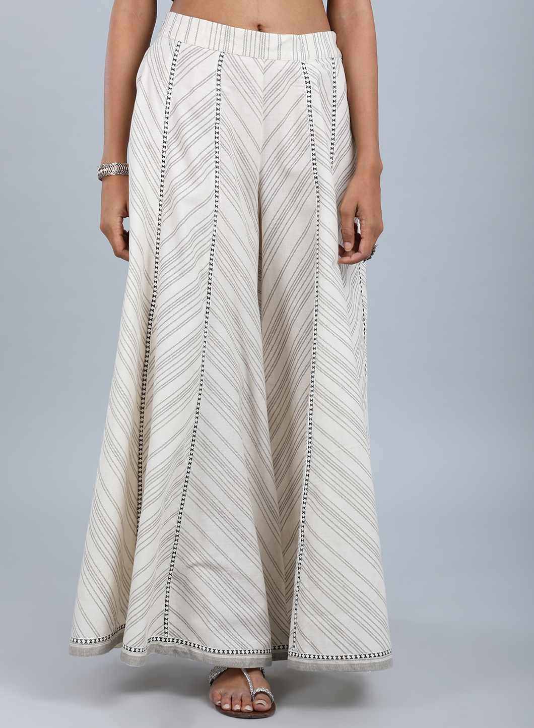 Off-White Striped Culottes - wforwoman