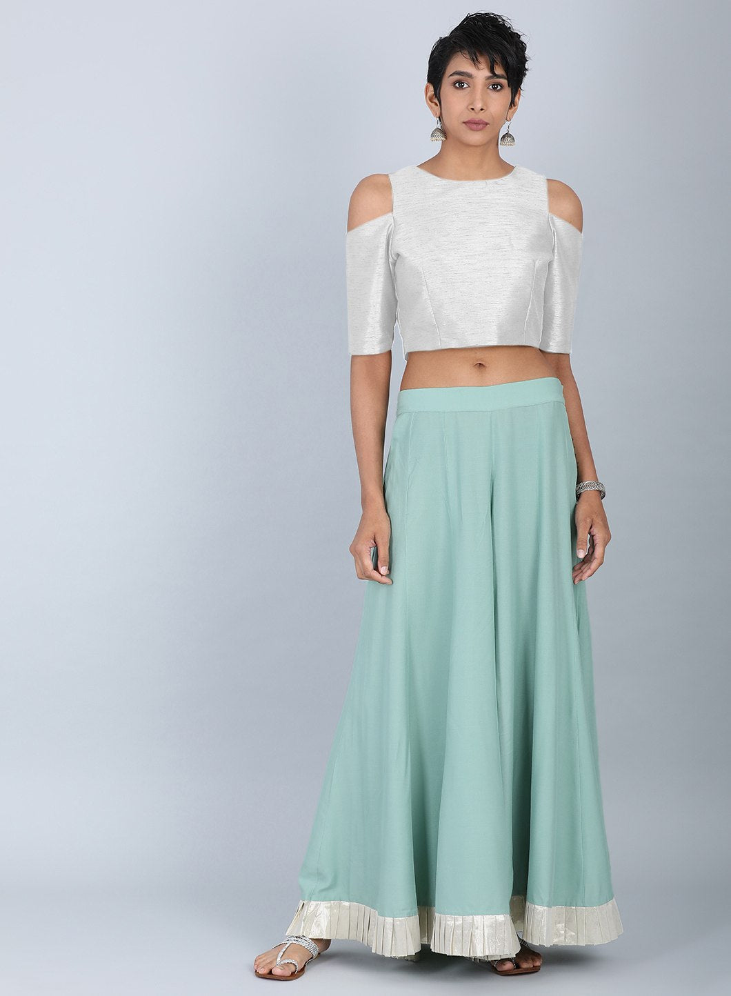 Green Crinkled Culottes