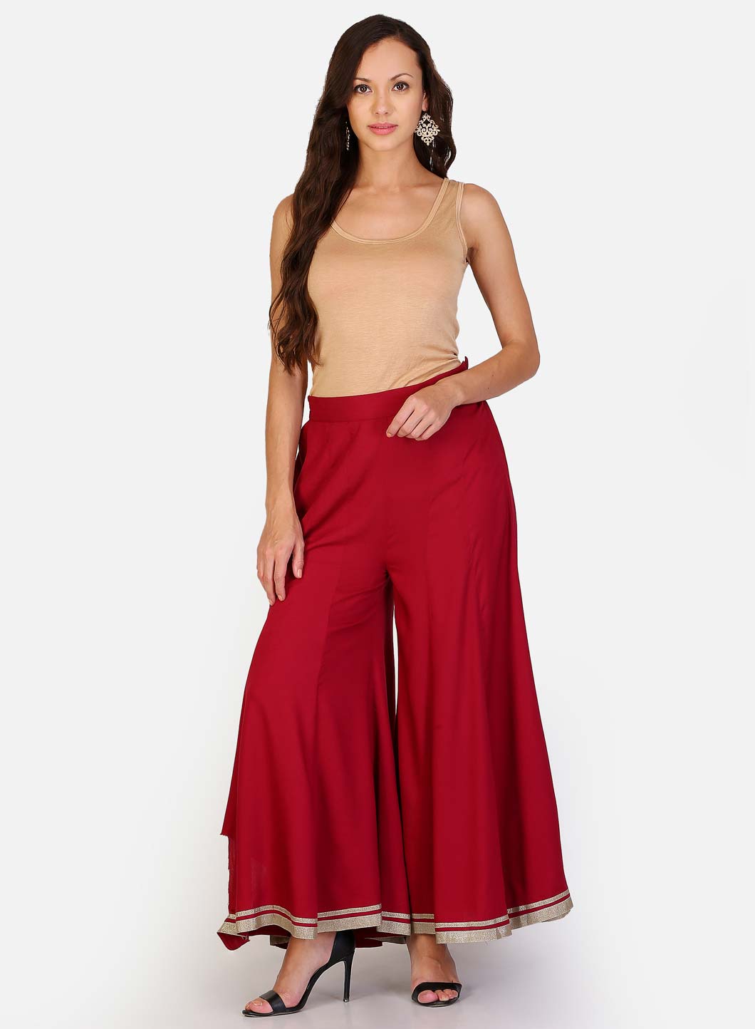 Maroon Solid Sharara