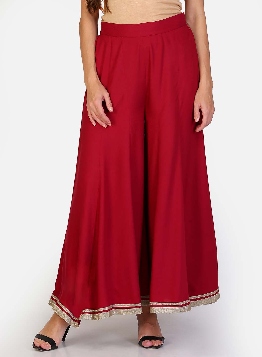 Maroon Solid Sharara