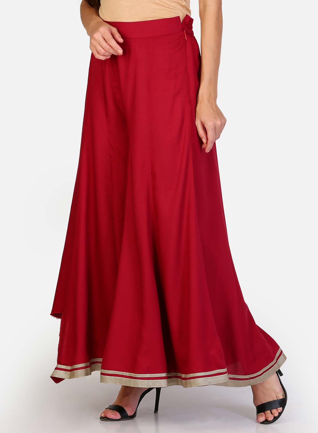 Maroon Solid Sharara