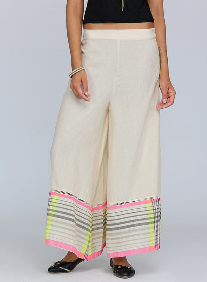 Beige Solid Culottes