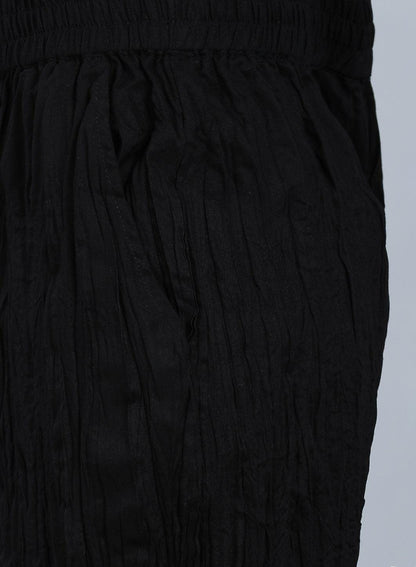 Black Crinkled Pants - wforwoman