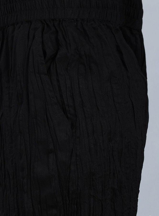 Black Crinkled Pants - wforwoman