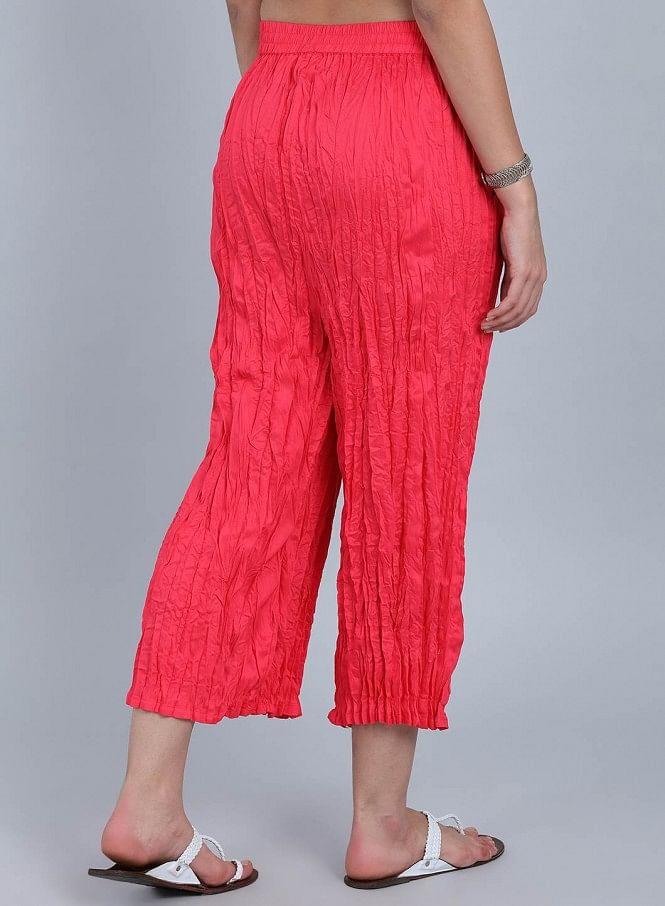 Pink Crinkled Pants - wforwoman