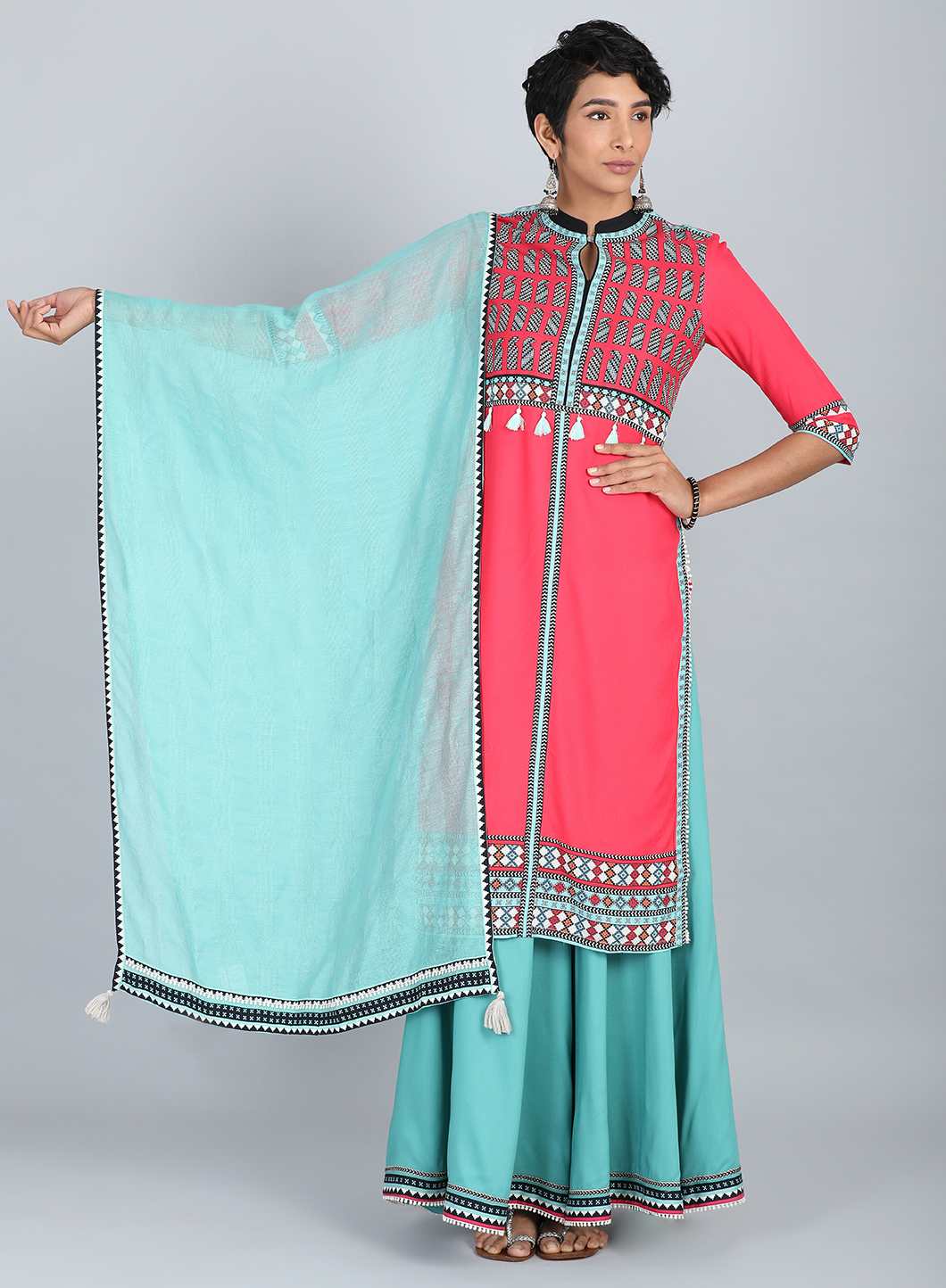 Green Solid Dupatta