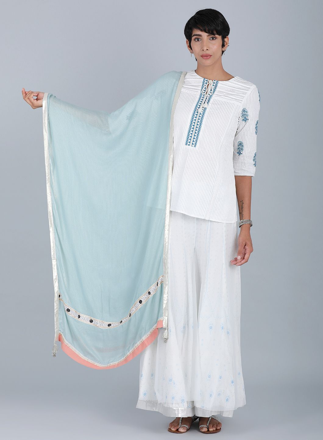 Blue Solid Dupatta