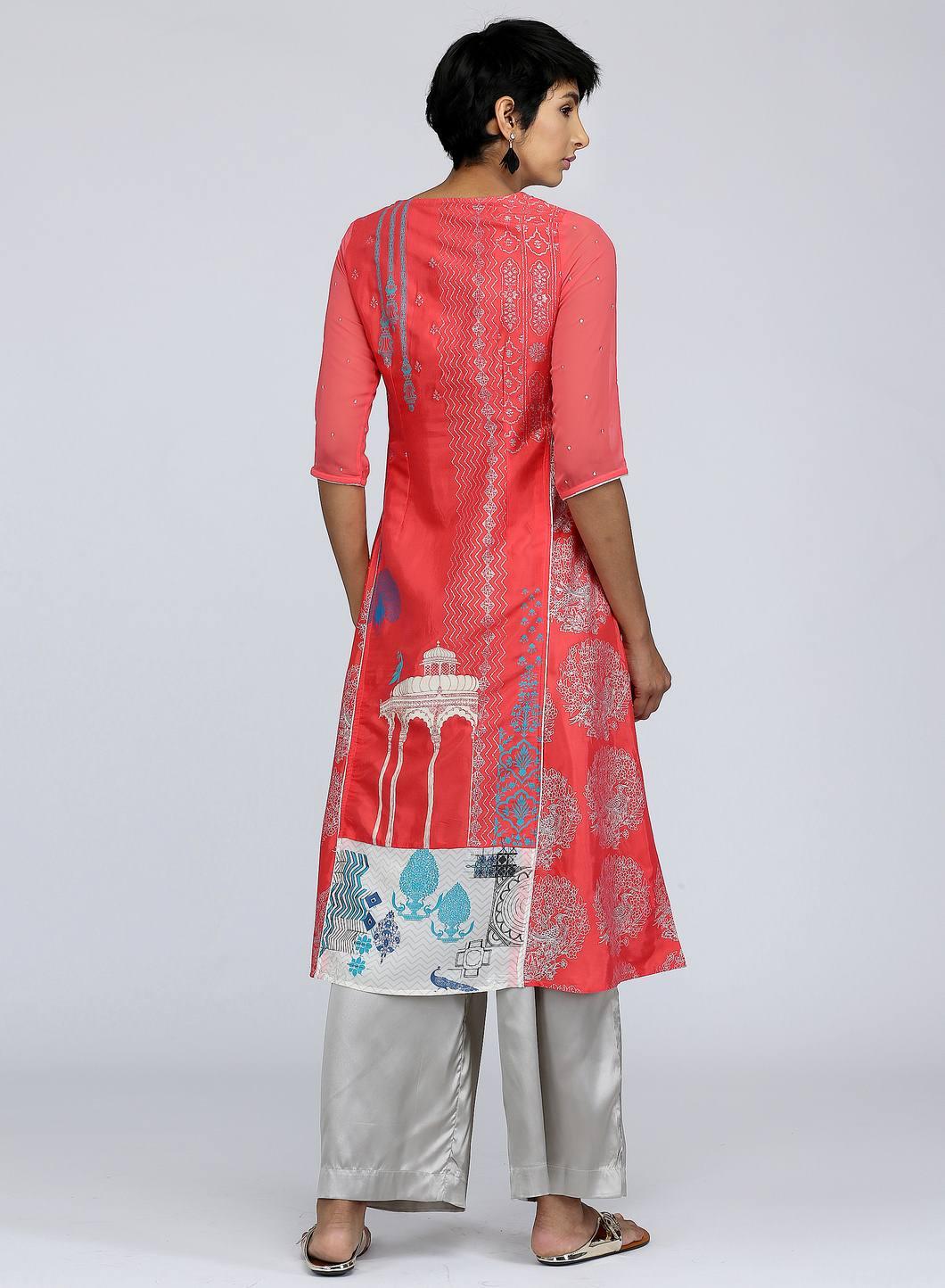 Coral Round Neck Printed kurta - wforwoman