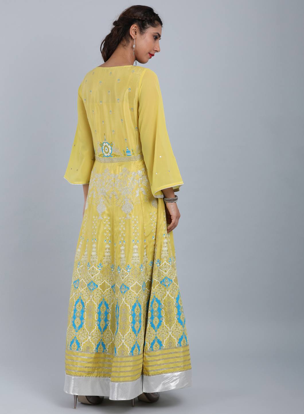 Green Round Neck Printed kurta