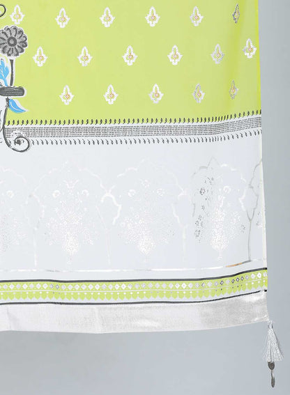 Green Floral Print Dupatta