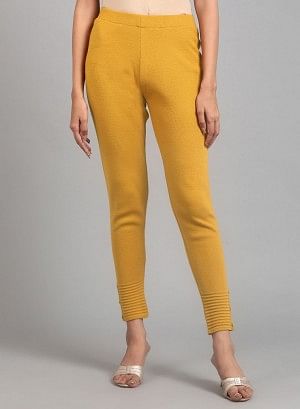 Yellow Fitted Winter Tights