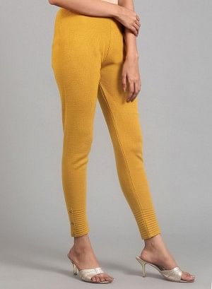 Yellow Fitted Winter Tights