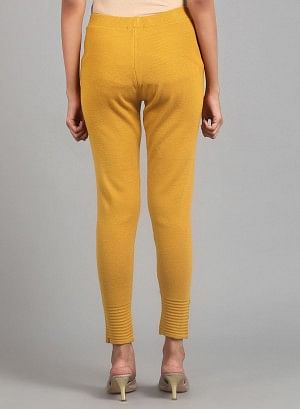 Yellow Fitted Winter Tights