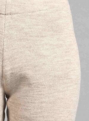 Beige Fitted Winter Tights