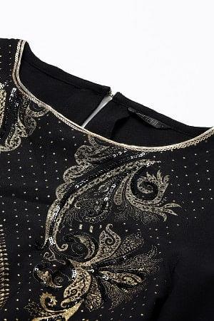 Black Festive kurta With Sequins - wforwoman