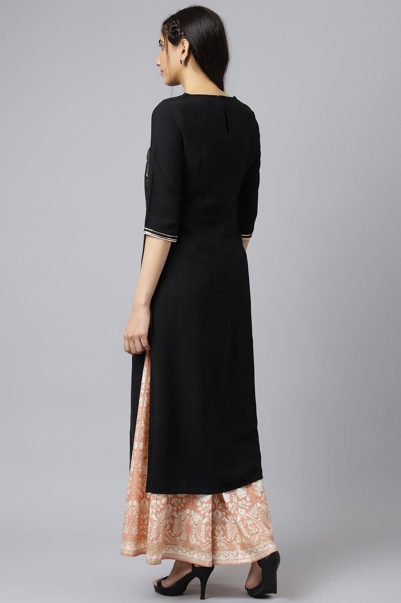 Black Festive kurta With Sequins - wforwoman