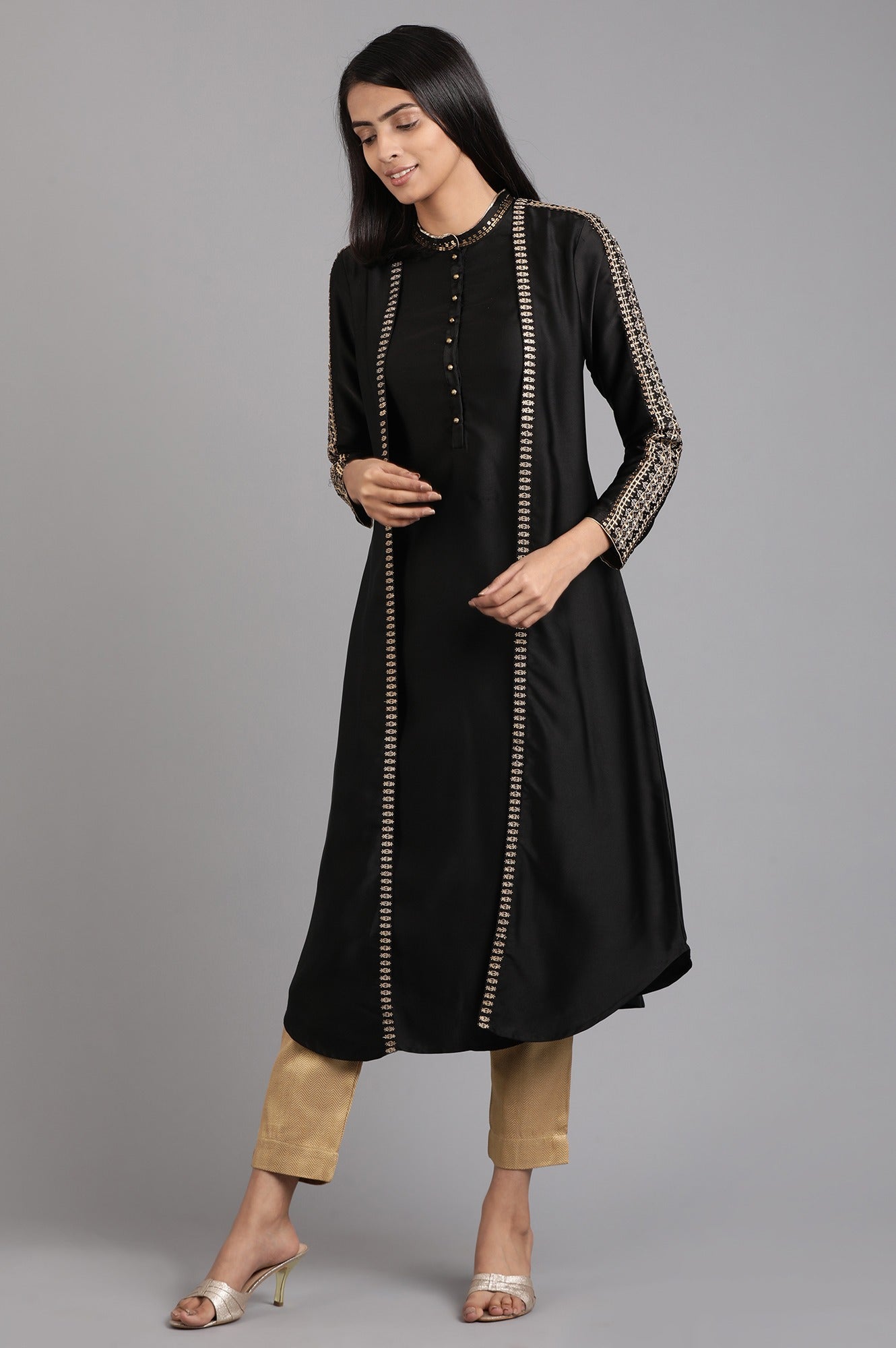 Black Mandarin Neck Winter kurta