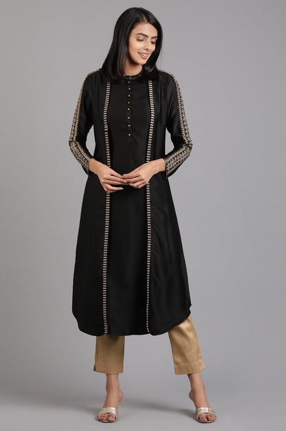 Black Mandarin Neck Winter kurta