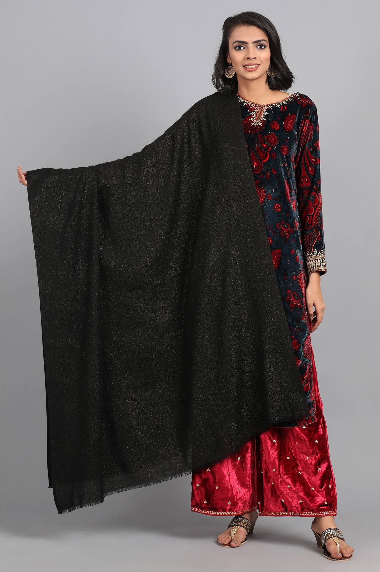 Black Solid Shawl